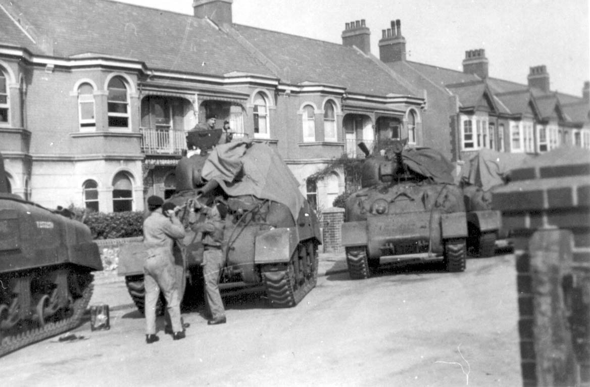Sherman tanks of 3CLY in Navarino Road, Worthing May 1944